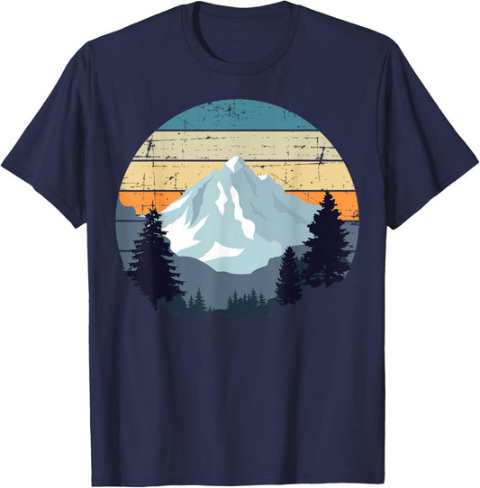Timeless Mountain, Nature Trees and Forest T-Shirt - T-Shirt | Navy