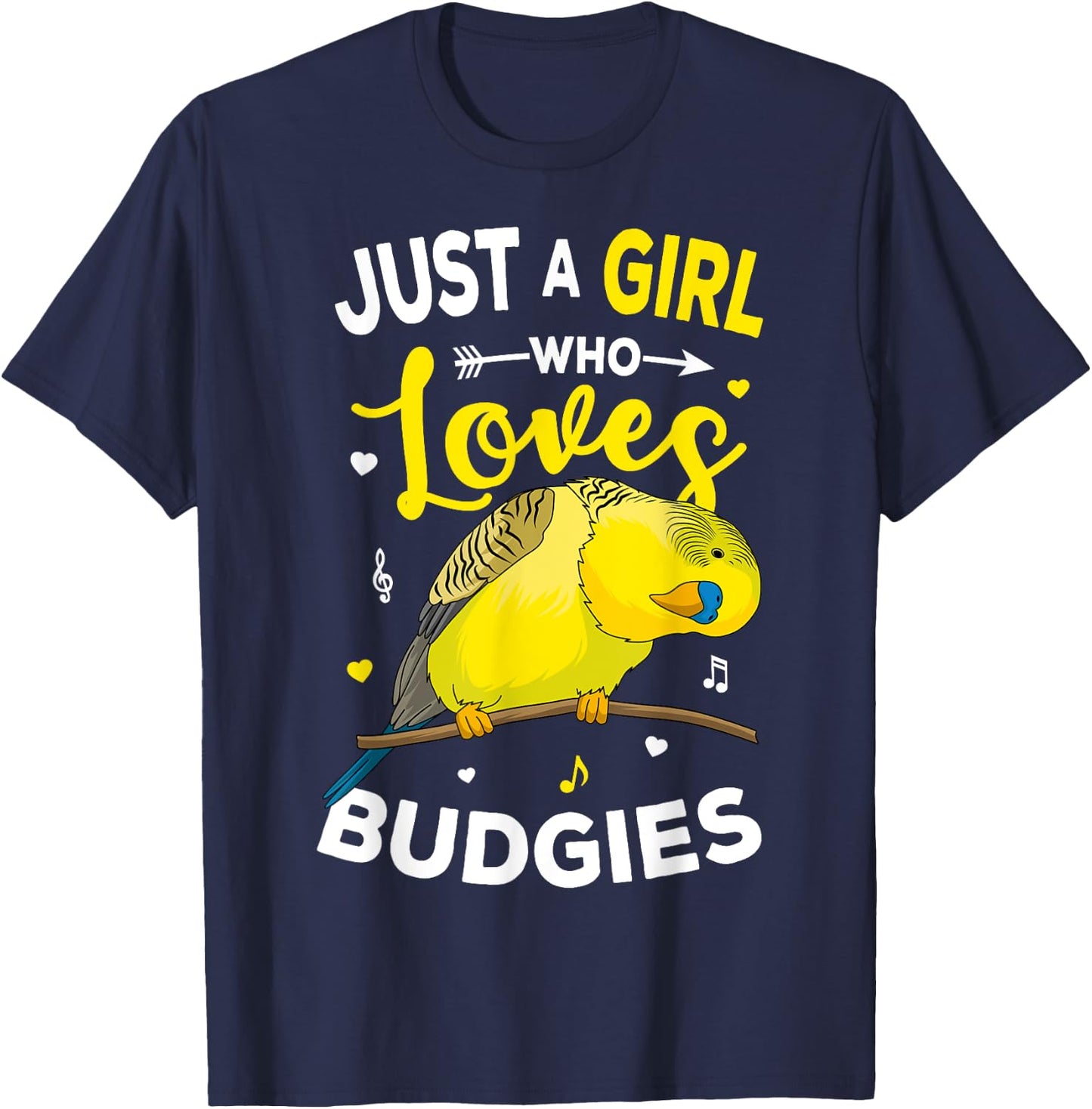 Just A Girl Who Loves Budgies Parakeet Budgerigar Girls Gift T-Shirt - T-Shirt | Navy
