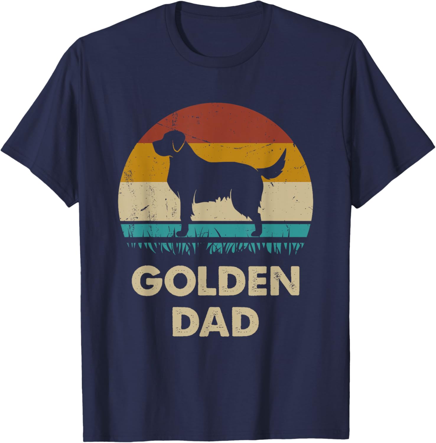 Golden Retriever Dad Gift Golden Dog Vintage T-Shirt - T-Shirt | Navy