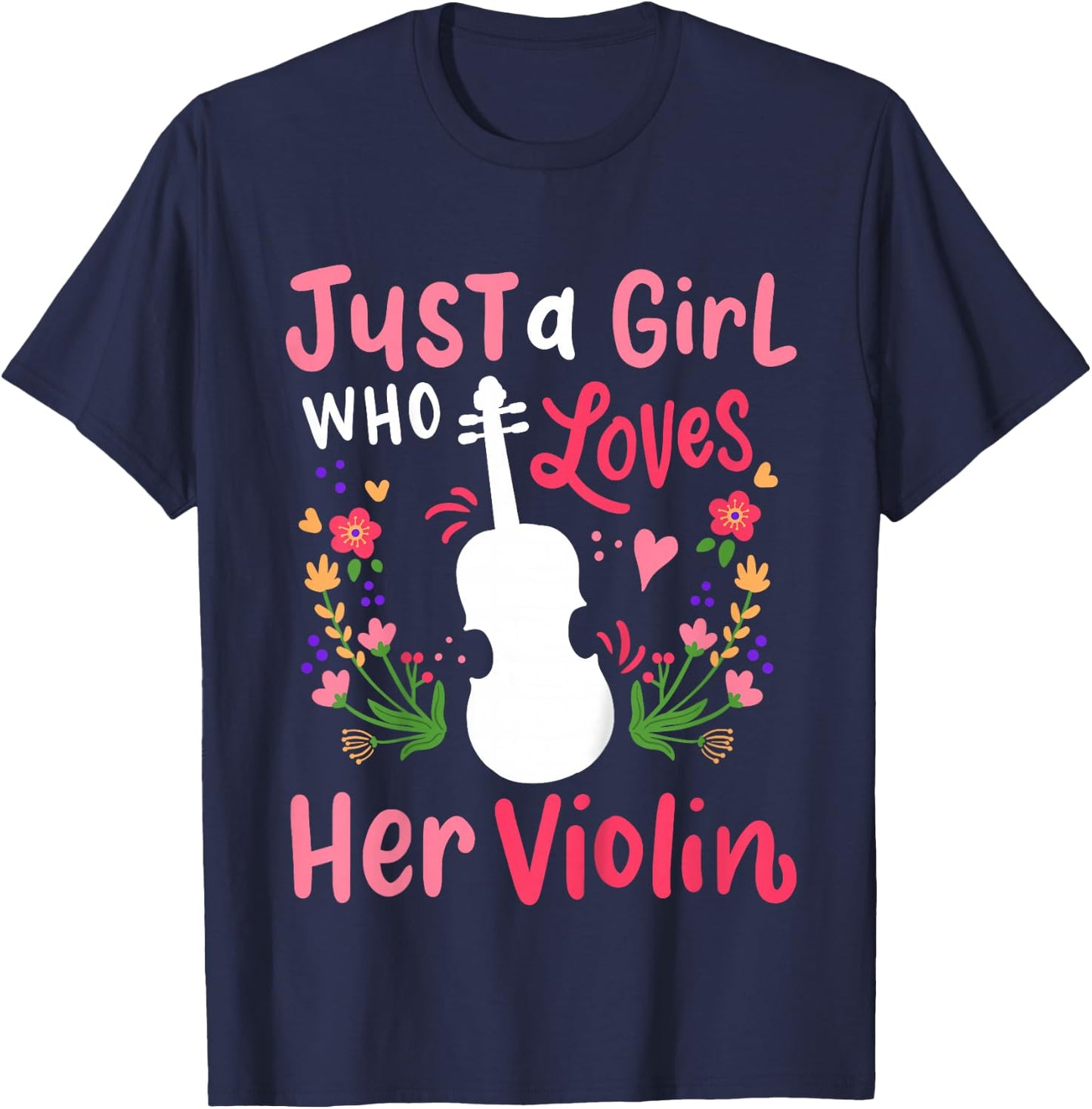 Kids Violin Violinist Just A Girl Who Loves Her Violin T-Shirt - T-Shirt | Navy