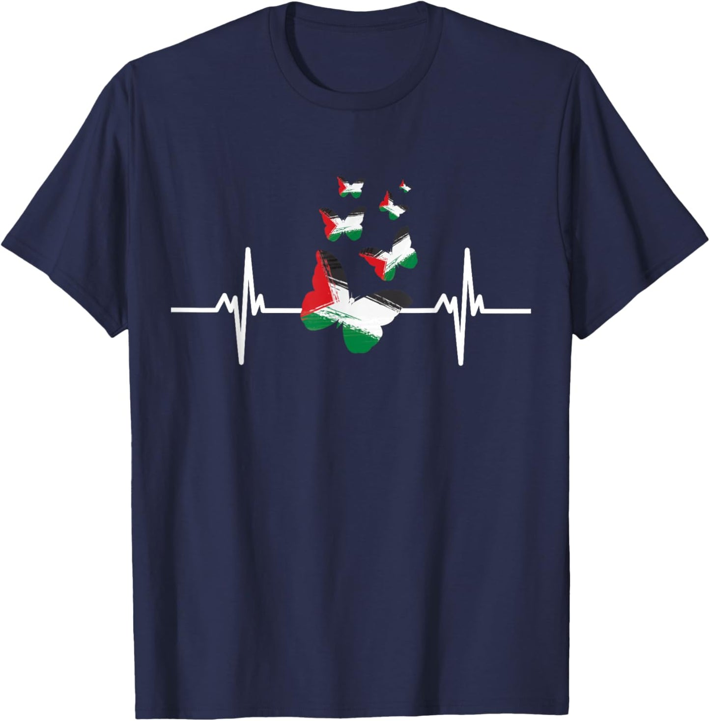 Palestinians Girls Butterflies Palestine Map Colors T-Shirt - T-Shirt | Navy