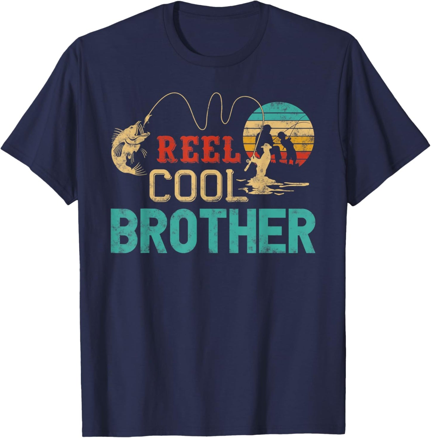 Reel cool Brother Fishing Father’s Day Gift Brother T-Shirt - T-Shirt | Navy