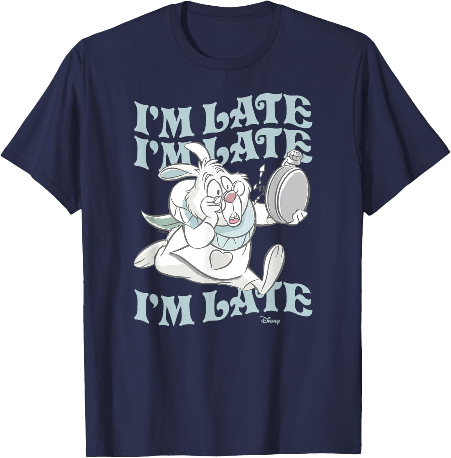 Alice In Wonderland - I'm Late White Rabbit T-Shirt - T-Shirt | Navy