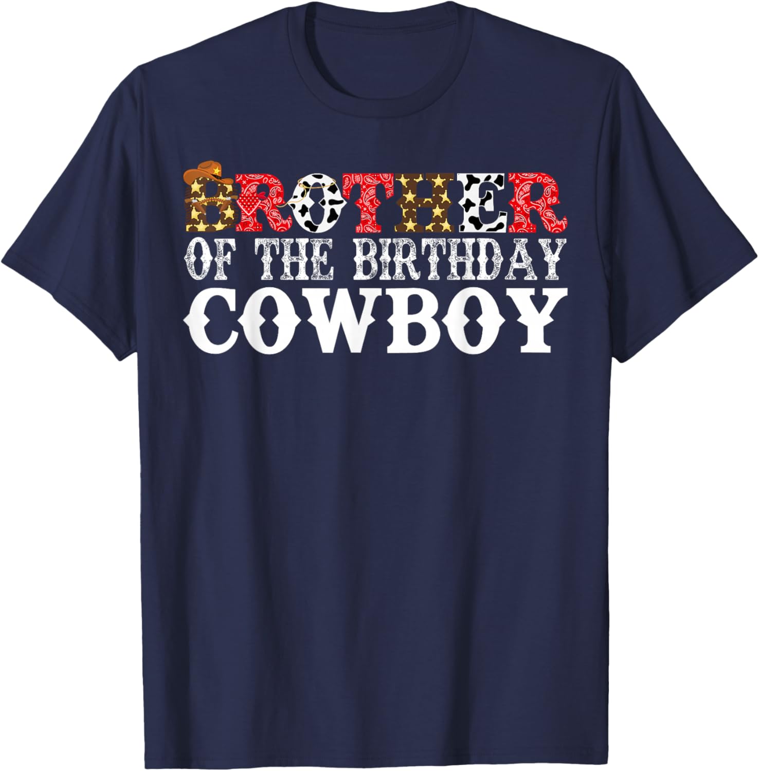 Brother 1st First Birthday Kids Cowboy Western Rodeo Party T-Shirt - T-Shirt | Navy