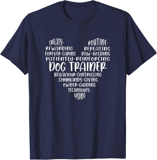 Proud Dog Trainer Qualities Dog Training Heart Shape T-Shirt - T-Shirt | Navy