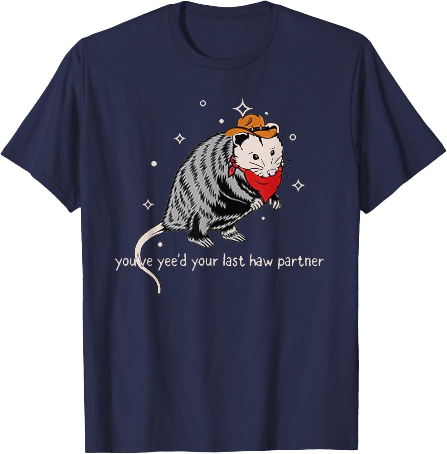 Funny Vintage Opossum Cowboy Hat Western Possum Lover Gifts T-Shirt - T-Shirt | Navy