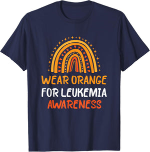 Wear Orange Leukemia Awareness Rainbow Leukemia T-Shirt - T-Shirt | Navy