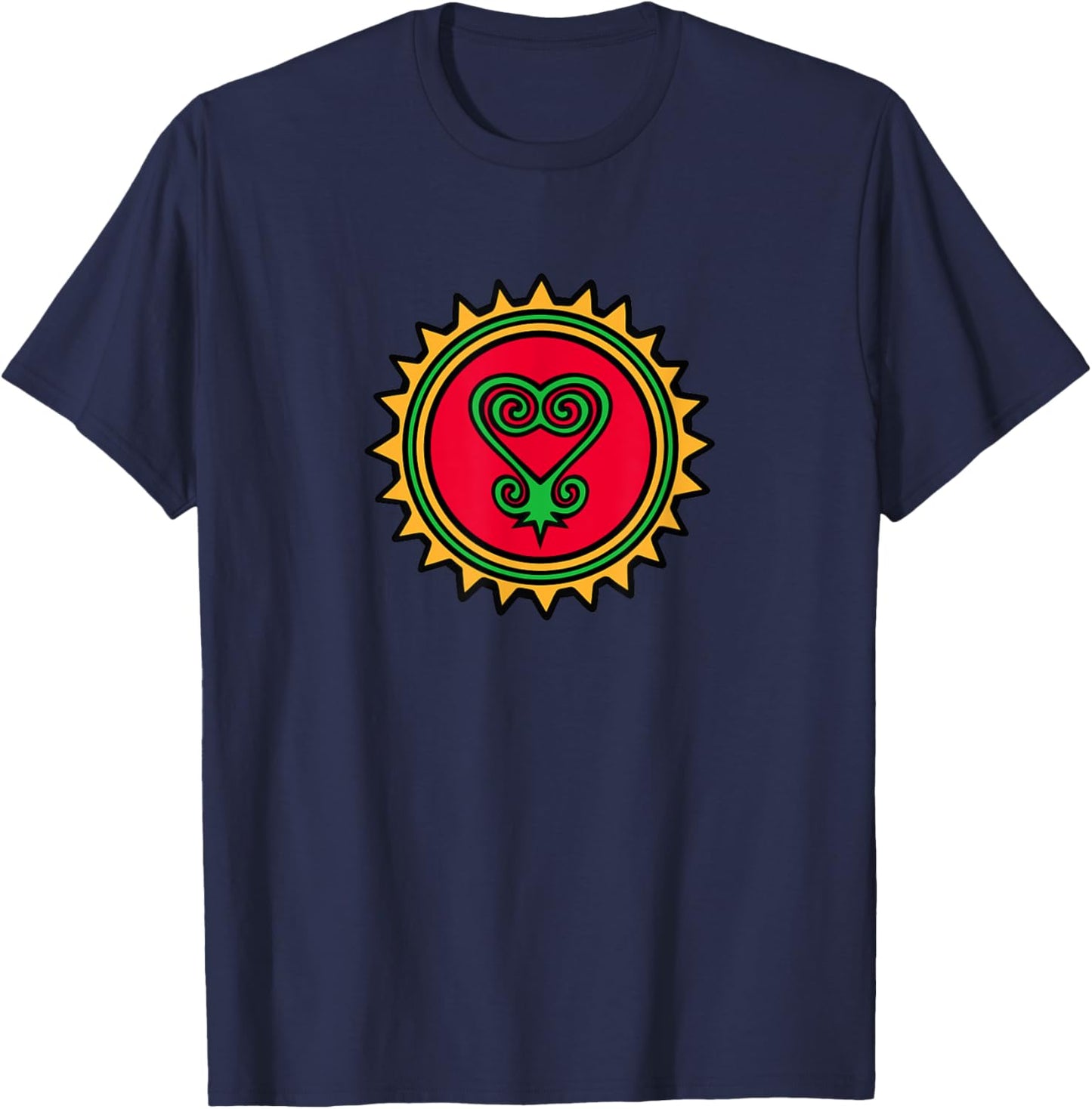 Sankofa Heart Adinkra Symbol T-Shirt - T-Shirt | Navy