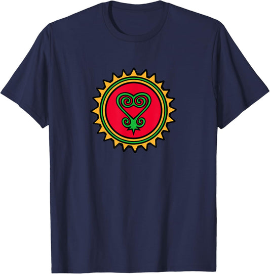 Sankofa Heart Adinkra Symbol T-Shirt - T-Shirt | Navy