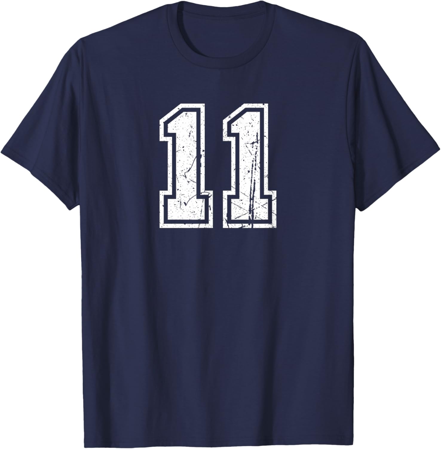 Number #11 Vintage Sports Number T-Shirt - T-Shirt | Navy