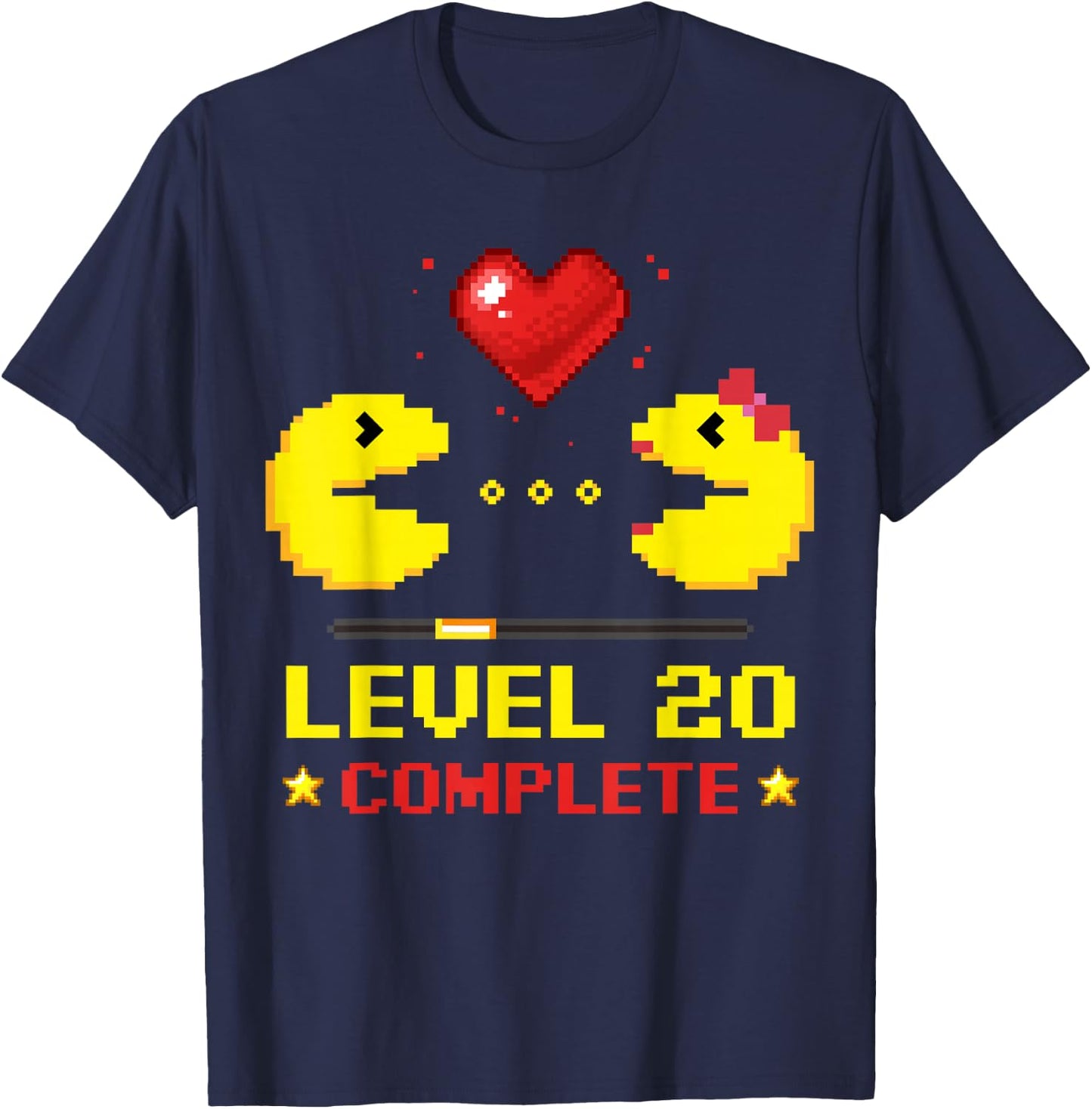 Level 20 Complete Gamers 20th Wedding Anniversary Valentines T-Shirt - T-Shirt | Navy