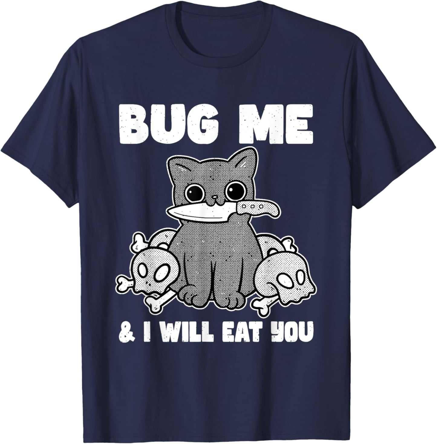 Funny Knife Cat Lover Sarcastic Pet Kitty Cat Men Women T-Shirt - T-Shirt | Navy