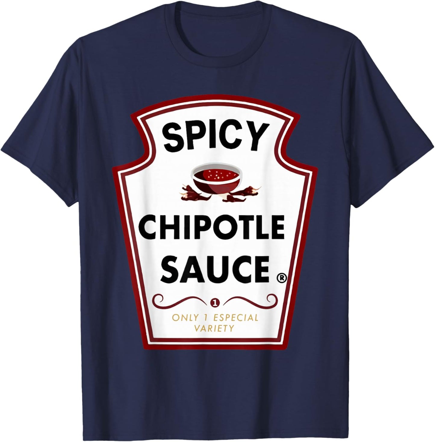 Cute Group Condiments Halloween Costume Spicy Chipotle Sauce T-Shirt - T-Shirt | Navy