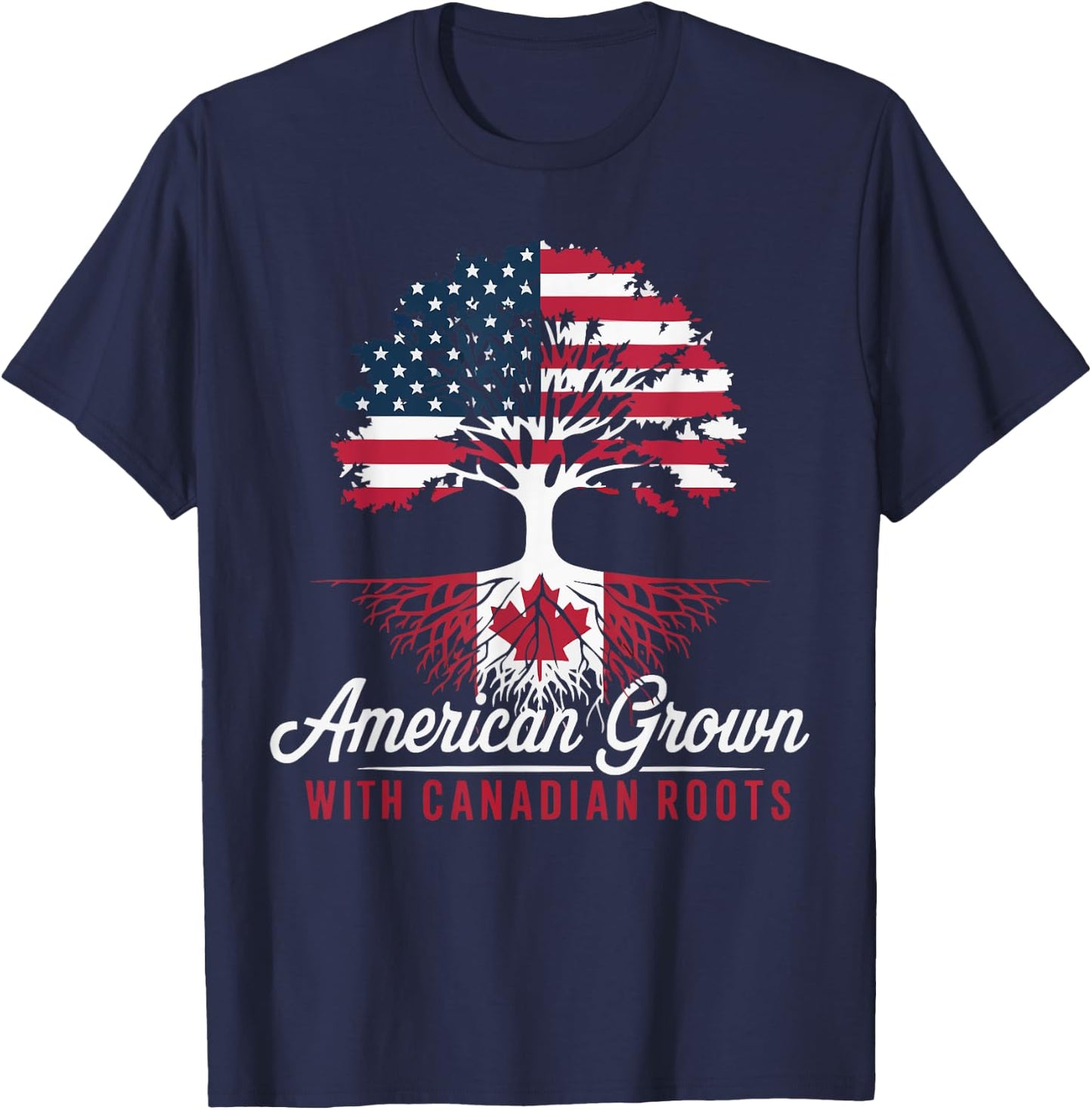 Half American Half Canadian USA Flag Canada America T-Shirt - T-Shirt | Navy