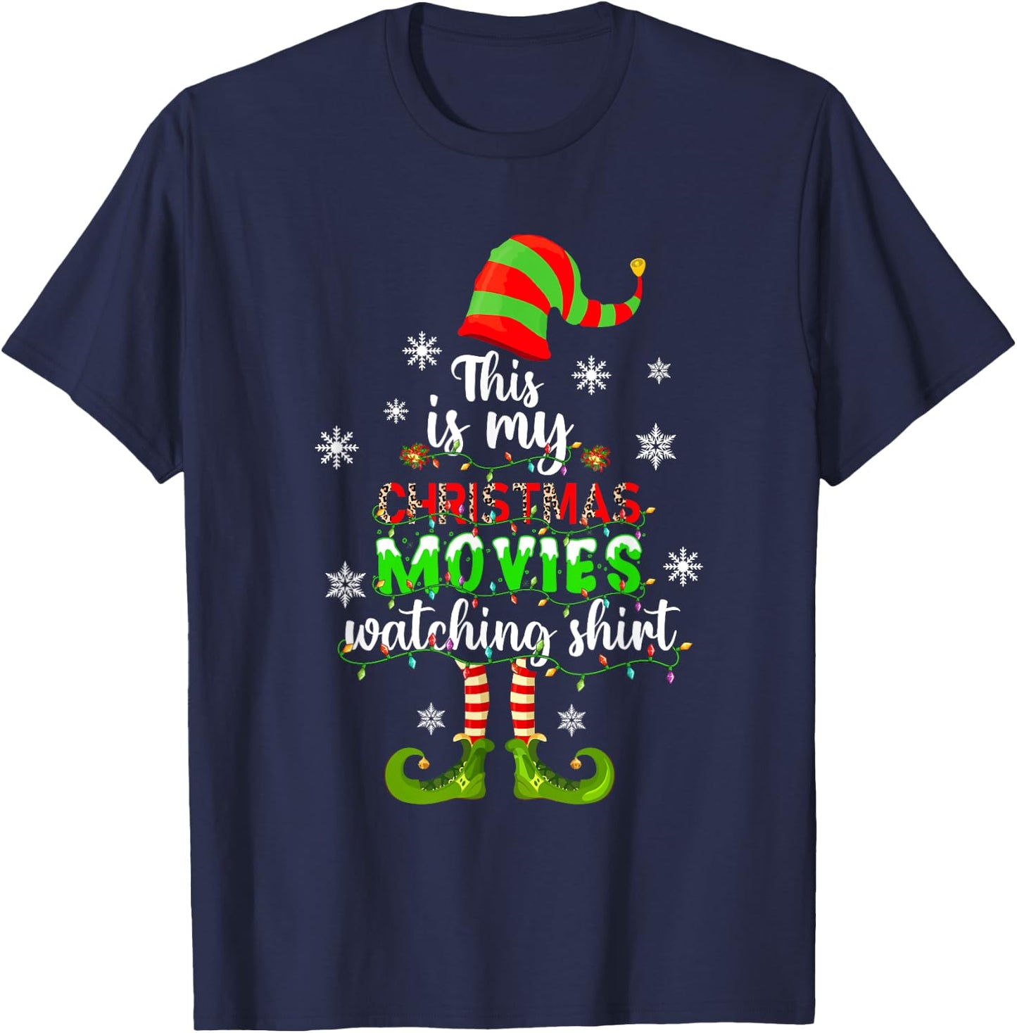 This Is My Christmas Movies Watching Shirt Xmas Elf Ornament T-Shirt - T-Shirt | Navy