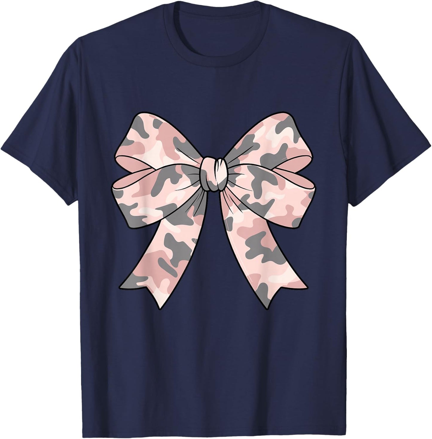 Camouflage Old Camo Bow Camo Coquette Bow Hunting Women Girl T-Shirt - T-Shirt | Navy