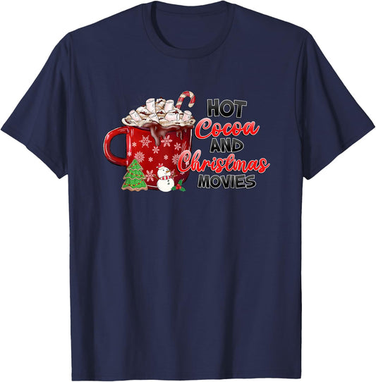 Drink Hot Cocoa And Watch Christmas Movies Top Women Girls T-Shirt - T-Shirt | Navy