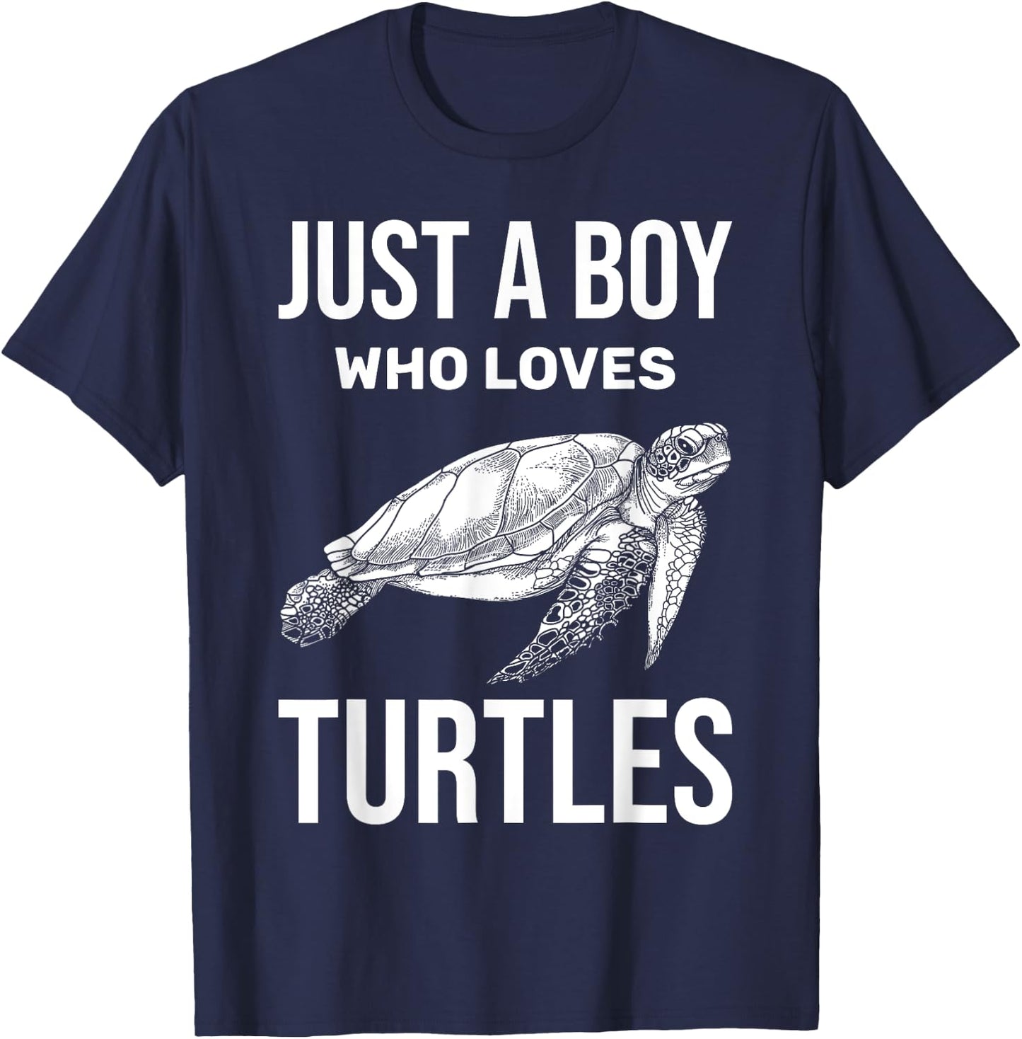 Just A Boy Who Loves Turtles Zoo Keeper Boys Gift Sea Turtle T-Shirt - T-Shirt | Navy