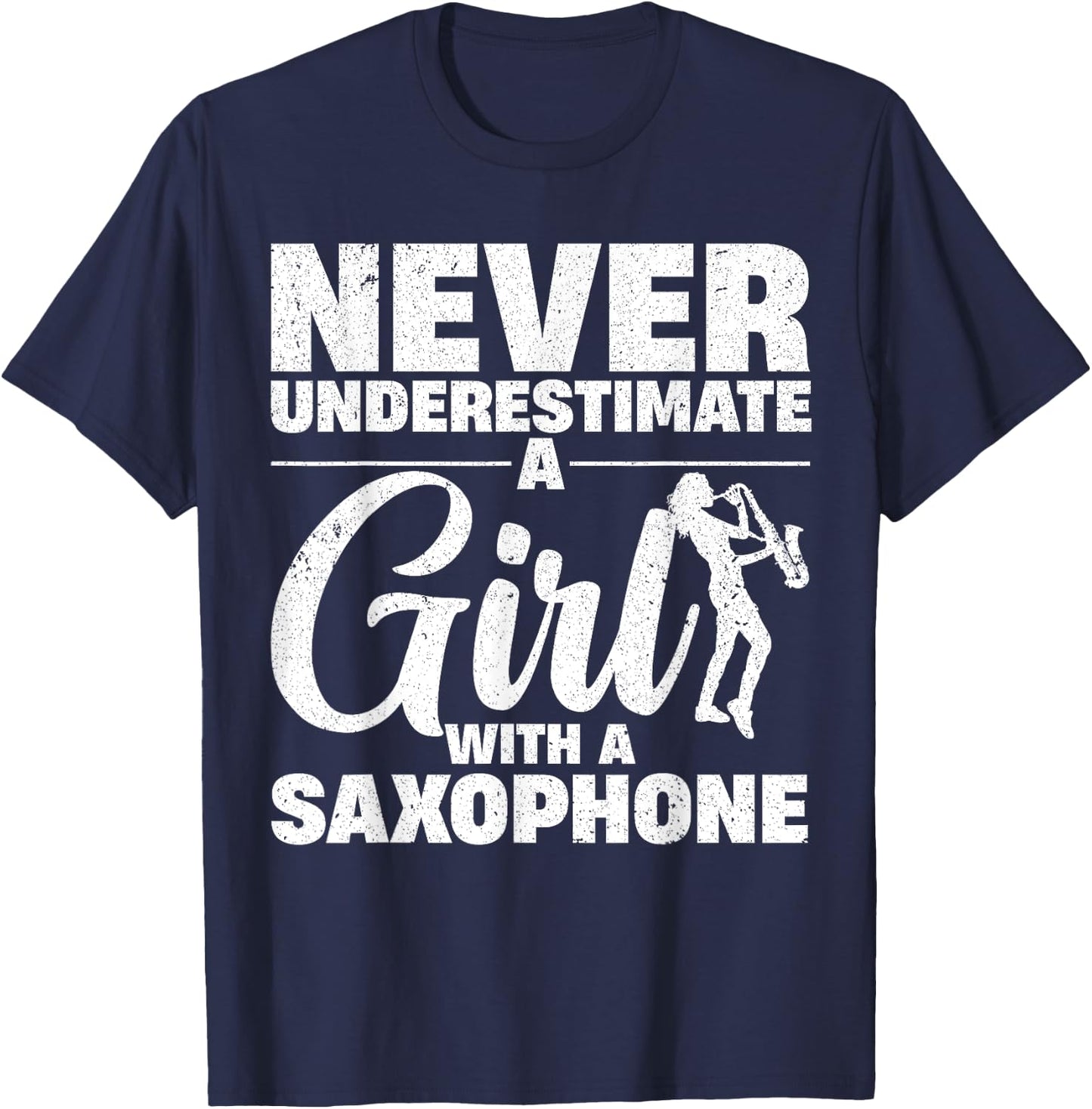 Funny Saxophone Design For Girls Women Saxophonist Sax Lover T-Shirt - T-Shirt | Navy