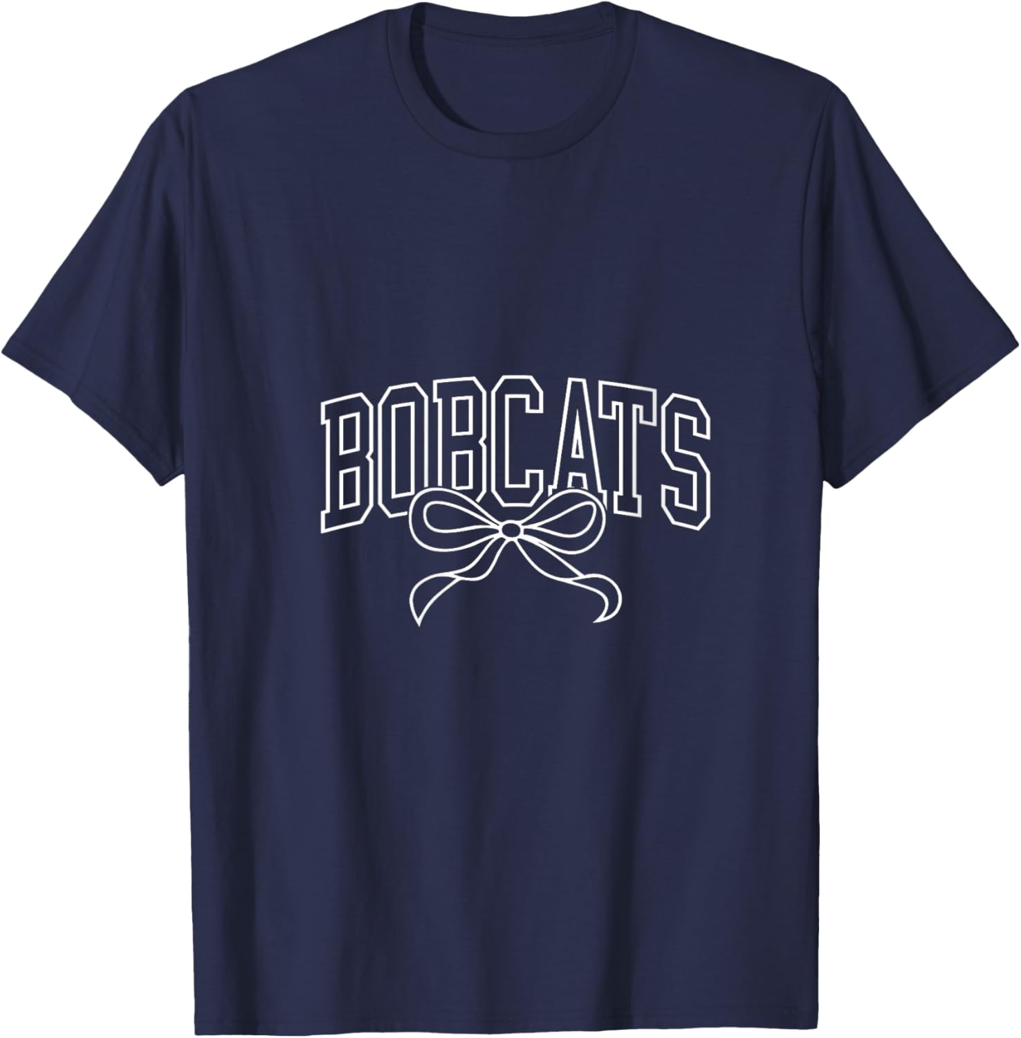 Coquette Bow Bobcats Back to School Team Spirit V-Neck T-Shirt - T-Shirt | Navy