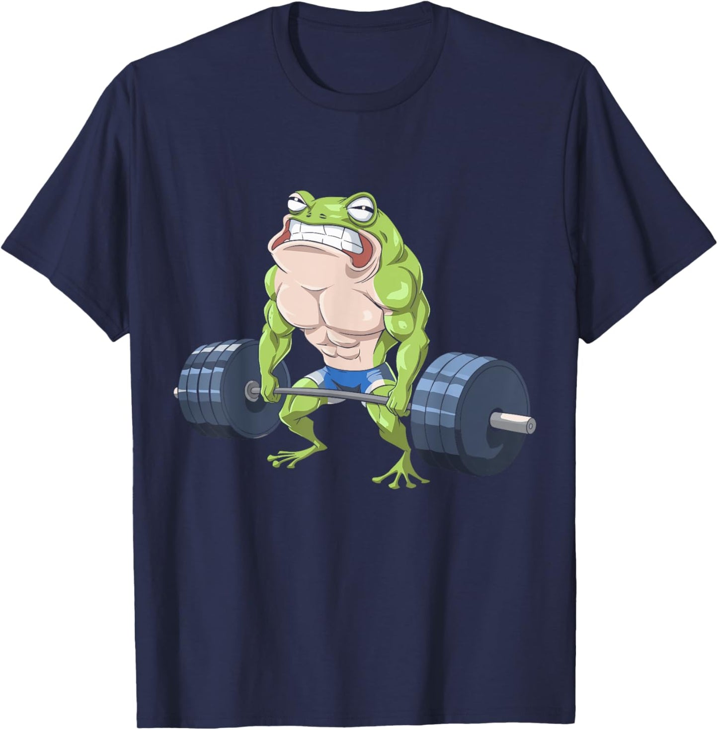 Funny Frog Weightlifting Deadlift Fitness Gym Barbell Humor T-Shirt - T-Shirt | Navy