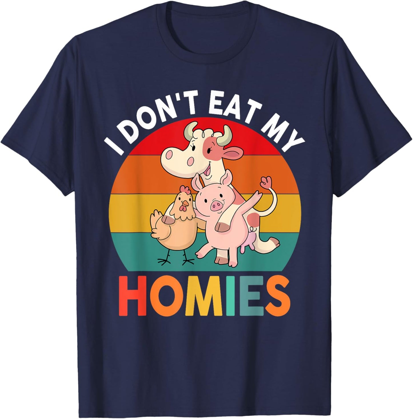 Vegan Shirt Kids Toddler Boys Girls I Don't Eat My Homies T-Shirt - T-Shirt | Navy