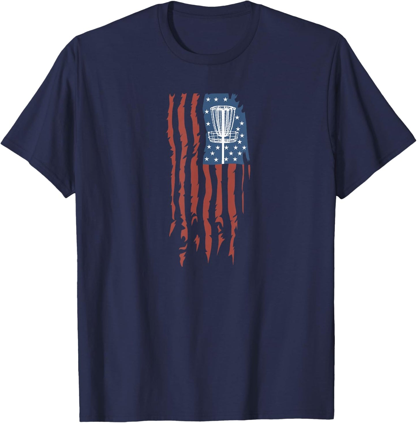 Disc Golf American Flag Retro Frisbee Sports Gift T-Shirt - T-Shirt | Navy