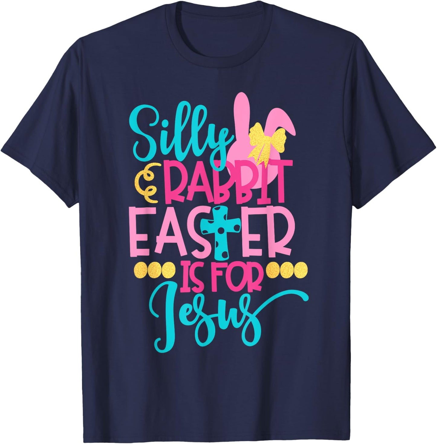 Rabbit Easter Bunny with Floppy Ear Gift Easter Spring T-Shirt - T-Shirt | Navy