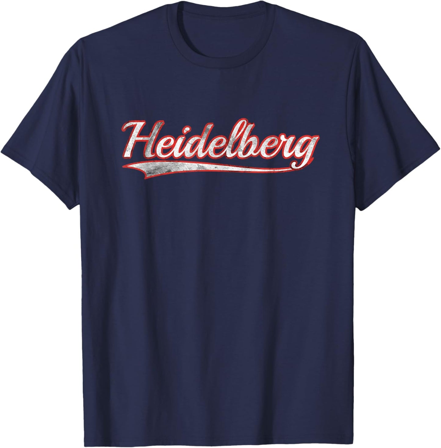 Heidelberg Vintage Varsity Distressed Throwback Style T-Shirt - T-Shirt | Navy