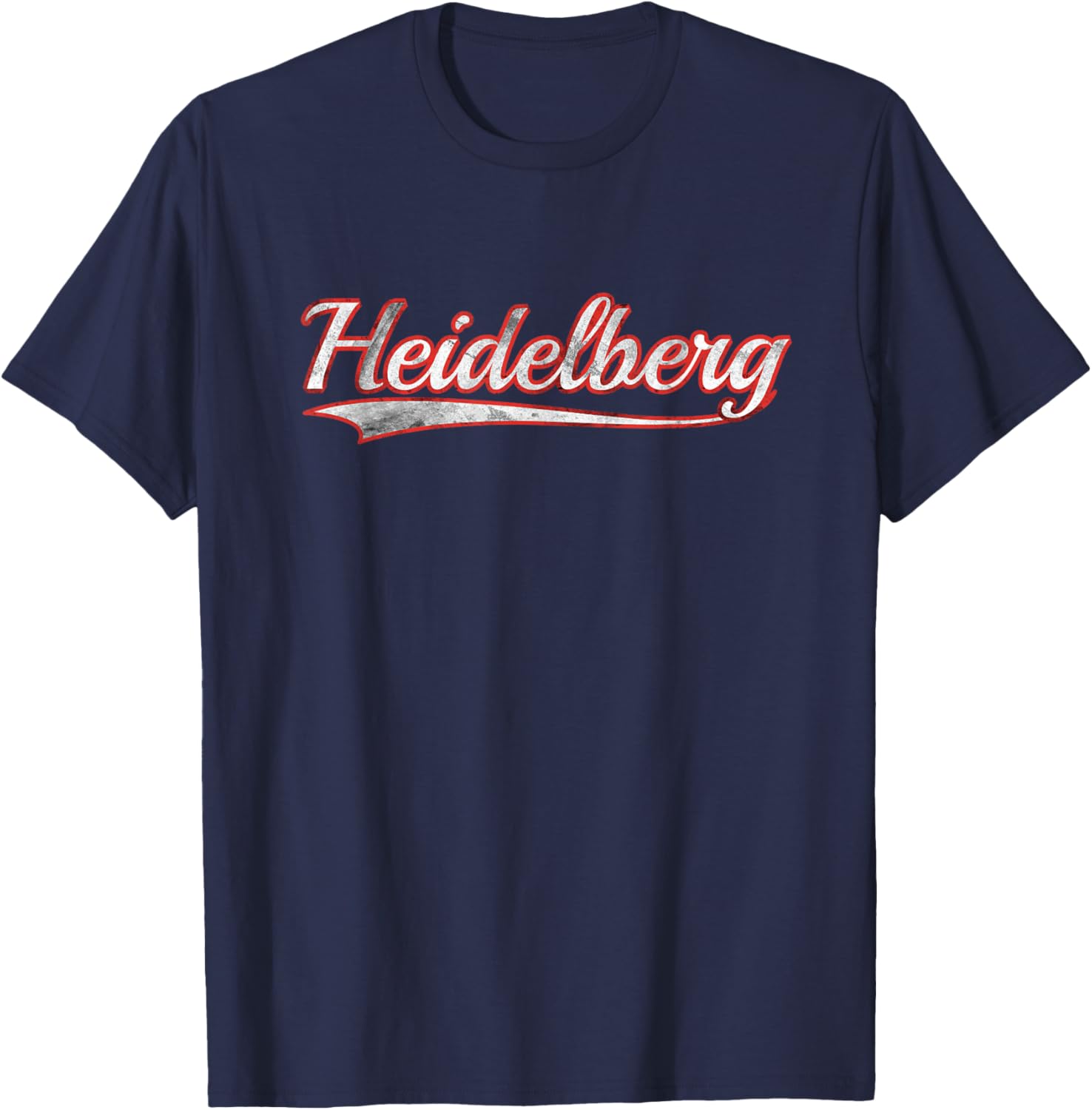 Heidelberg Vintage Varsity Distressed Throwback Style T-Shirt - T-Shirt | Navy