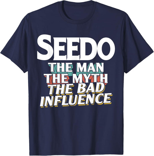 Seedo Gift the Man Myth Bad Influence Grandpa T-Shirt - T-Shirt | Navy