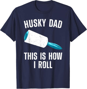 Husky Dad Art For Father Men Husky Lover Siberian Husky Dog T-Shirt - T-Shirt | Navy