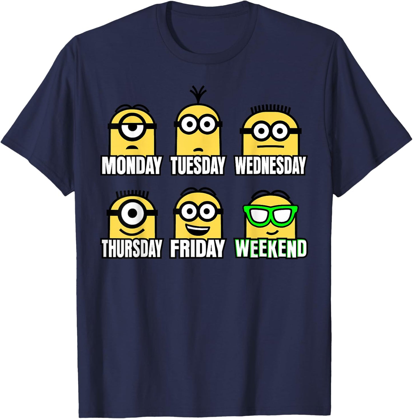 Despicable Me Minions Days and Expressions Of the Week T-Shirt - T-Shirt | Navy