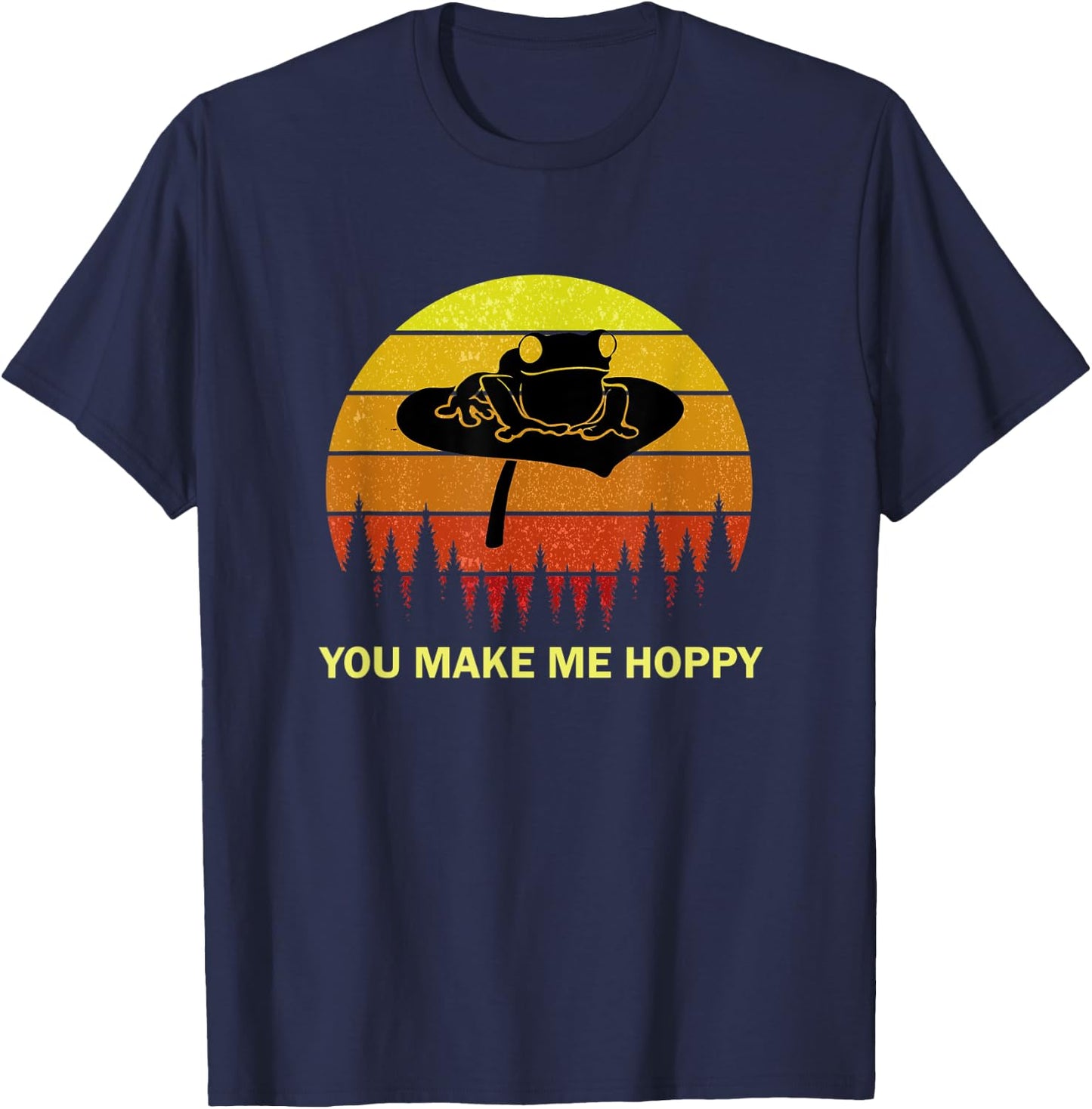 You Make Me Hoppy Frog Toad Lover Funny Pun Quote Silhouette T-Shirt - T-Shirt | Navy
