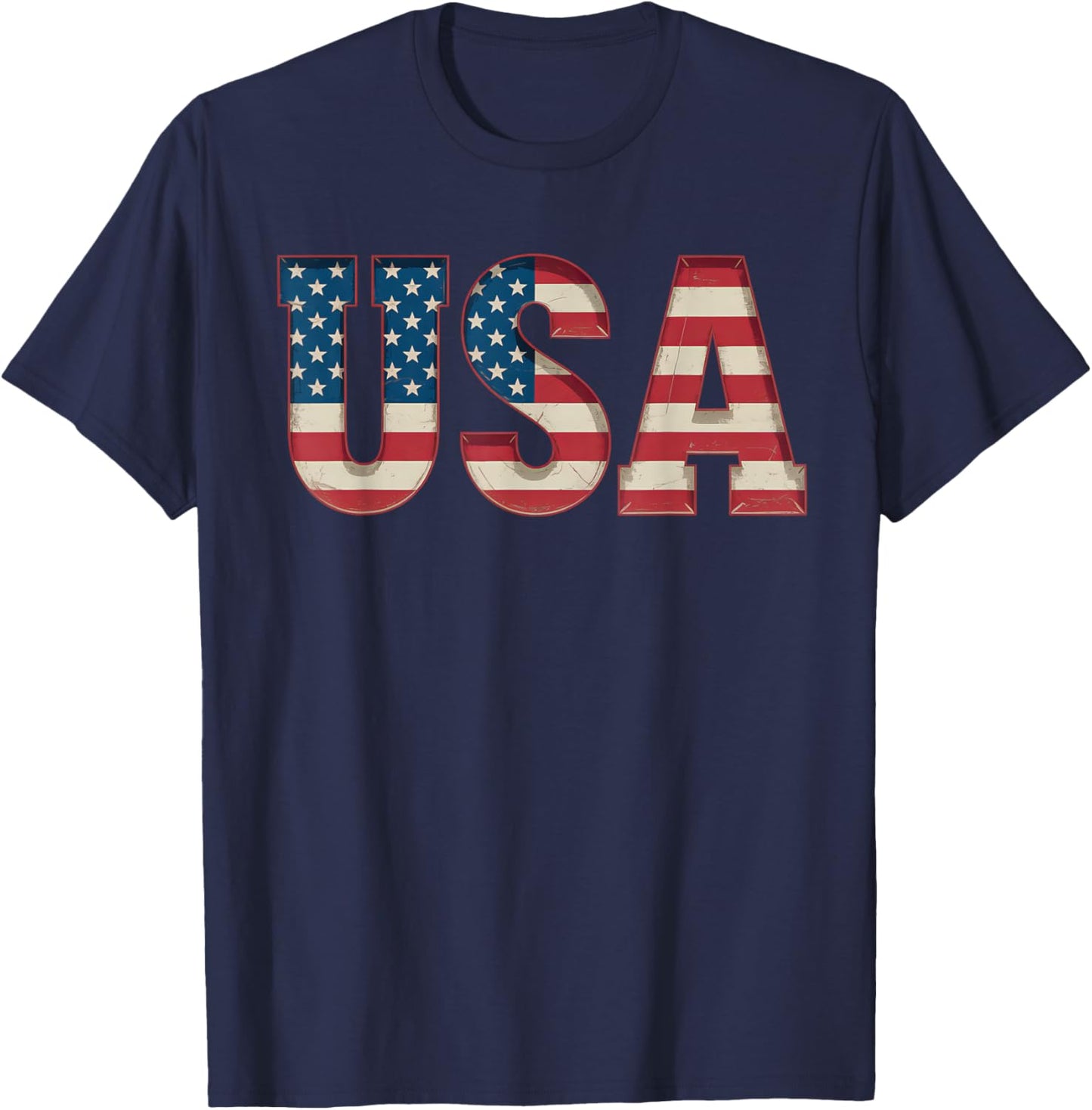 USA US Flag Patriotic 4th of July America Men Women Kids T-Shirt - T-Shirt | Navy