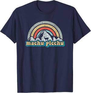 Machu Picchu Retro Llama | Cuzco Peru | Vintage Inca Trail T-Shirt - T-Shirt | Navy