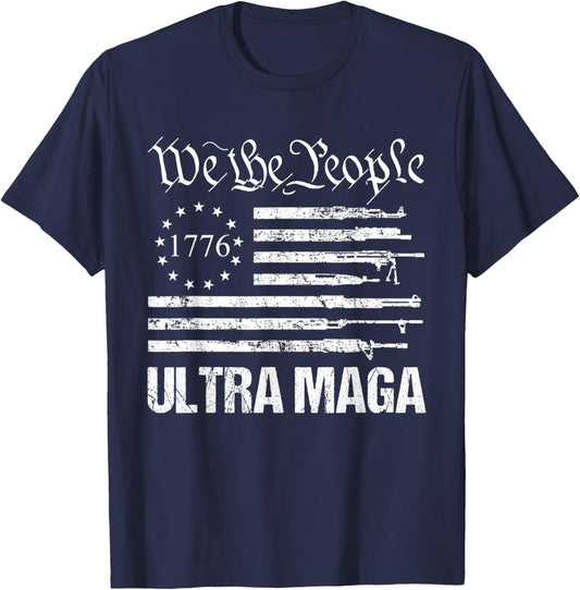 Ultra Maga Shirt Proud Ultra Maga American Flag Men T-Shirt - T-Shirt | Navy
