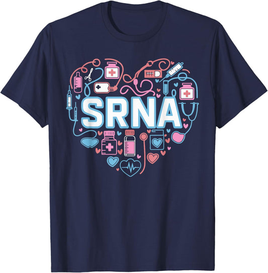 Student Registered Nurse Anesthetist SRNA Heart Appreciation T-Shirt - T-Shirt | Navy