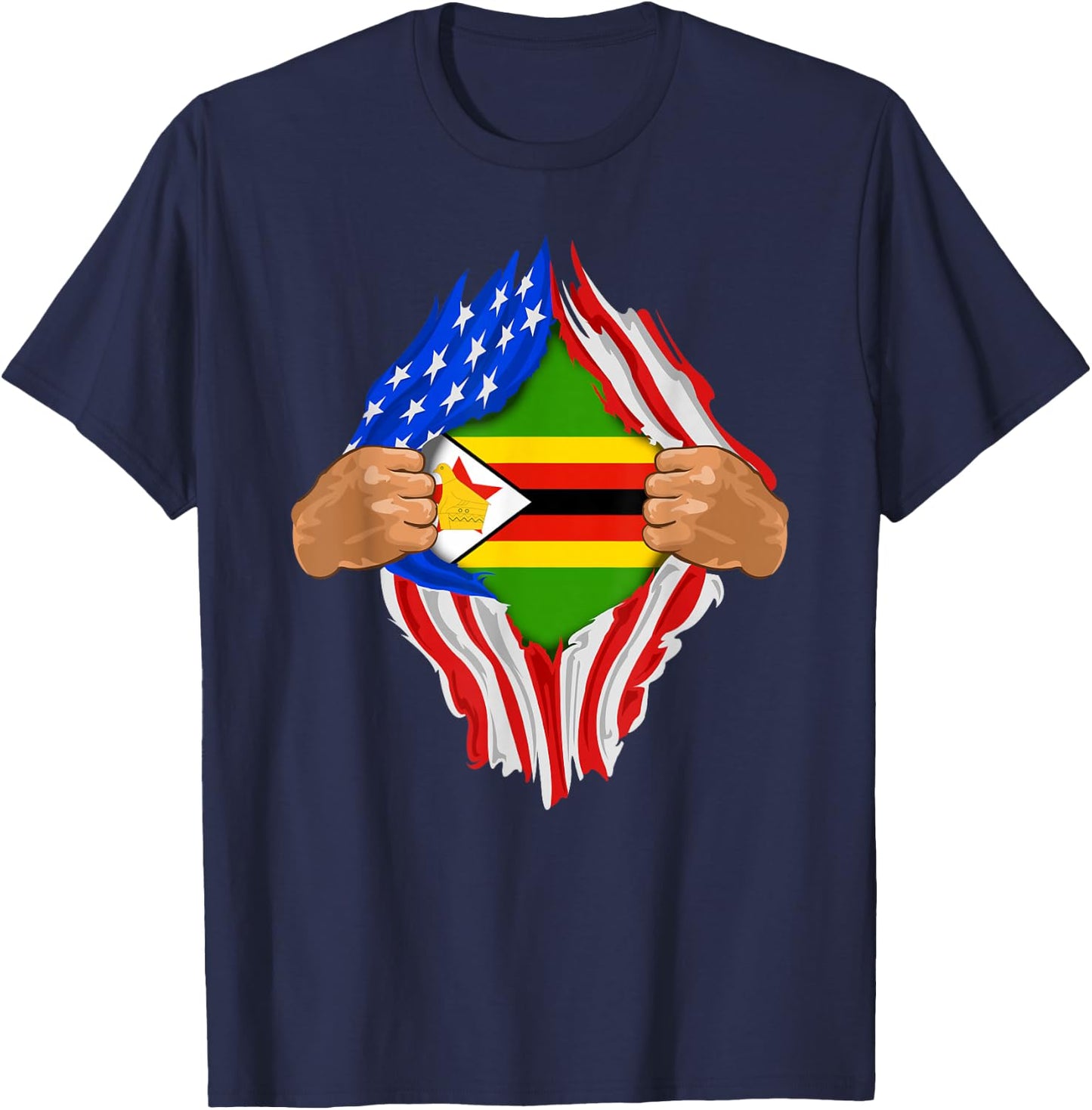 Zimbabwean Blood Inside Me | Zimbabwe Flag Gift T-Shirt - T-Shirt | Navy