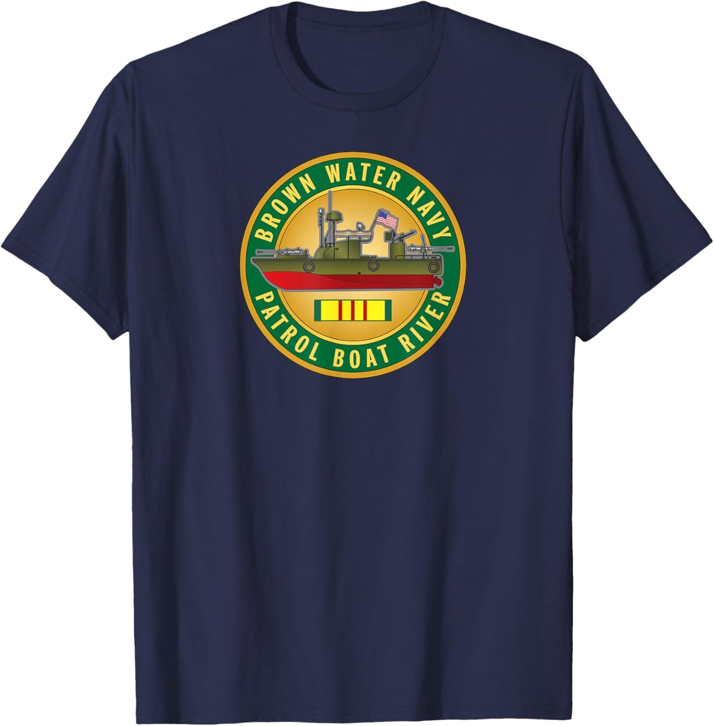MEDALS OF AMERICA EST. 1976 Brown Water Navy Patrol Boat River T-Shirt - T-Shirt | Navy