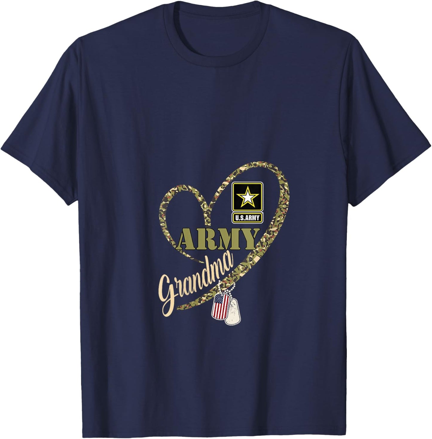 Proud Grandma Clothing Funny Military Heart Camouflage V-Neck T-Shirt - T-Shirt | Navy