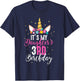 Its My Daughters 3rd Birthay Girl Gift Unicorn Birthday T-Shirt - T-Shirt | Navy