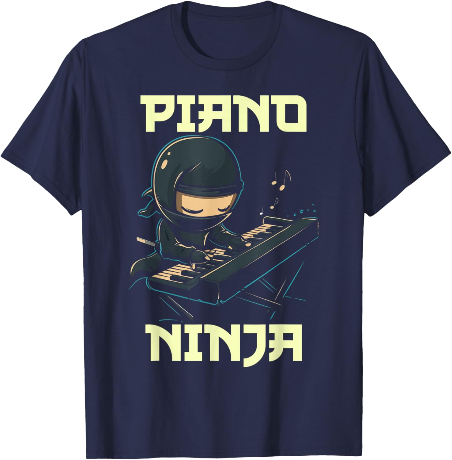Piano Ninja Funny Cute Kawaii Music Musician Pianist T-Shirt - T-Shirt | Navy