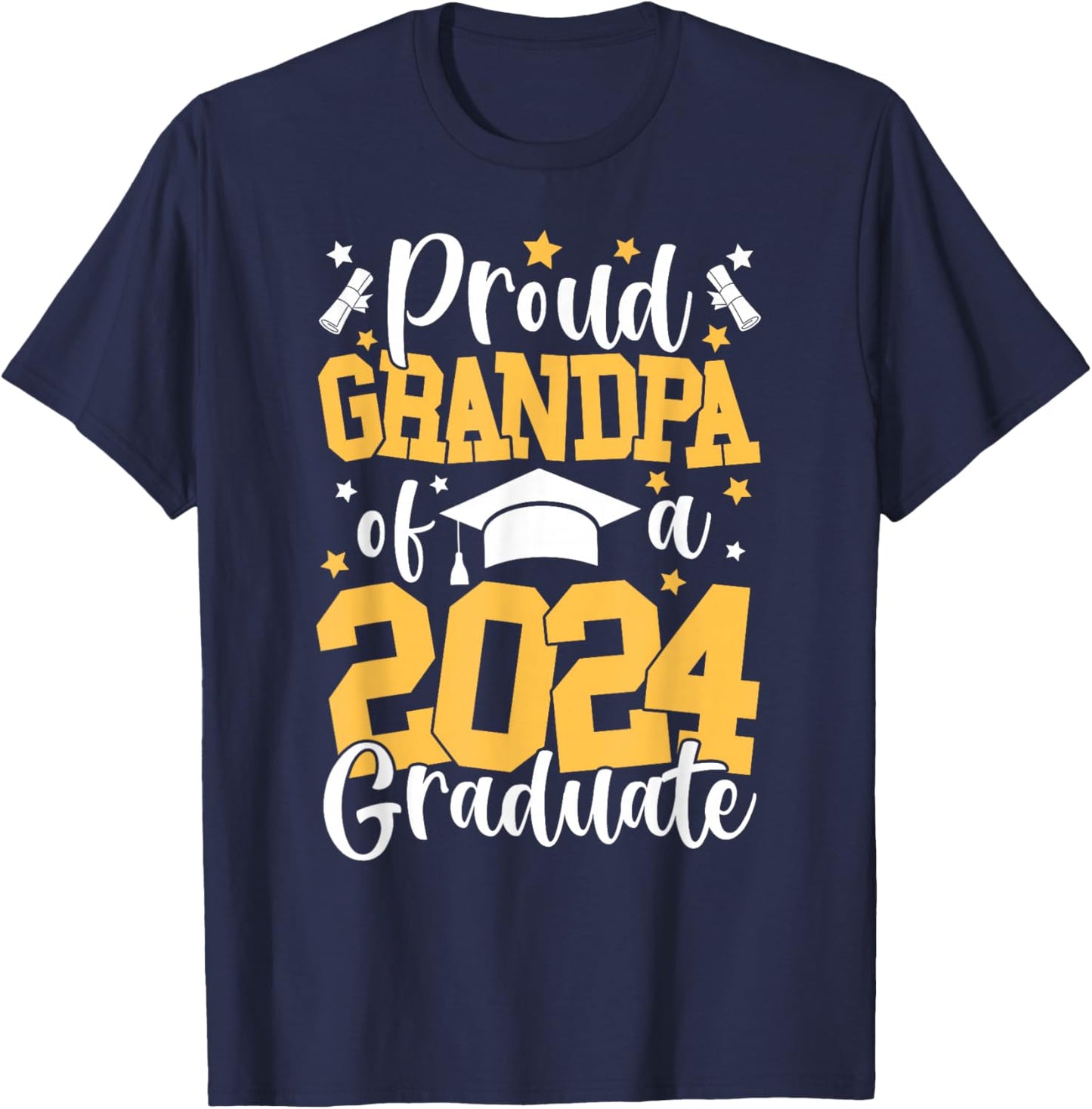 Proud Grandpa Of A Class Of 2024 Graduate Matching Family T-Shirt - T-Shirt | Navy