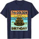 Kids 7th Golden Birthday Shirt My Birthday Golden Boys Girls T-Shirt - T-Shirt | Navy