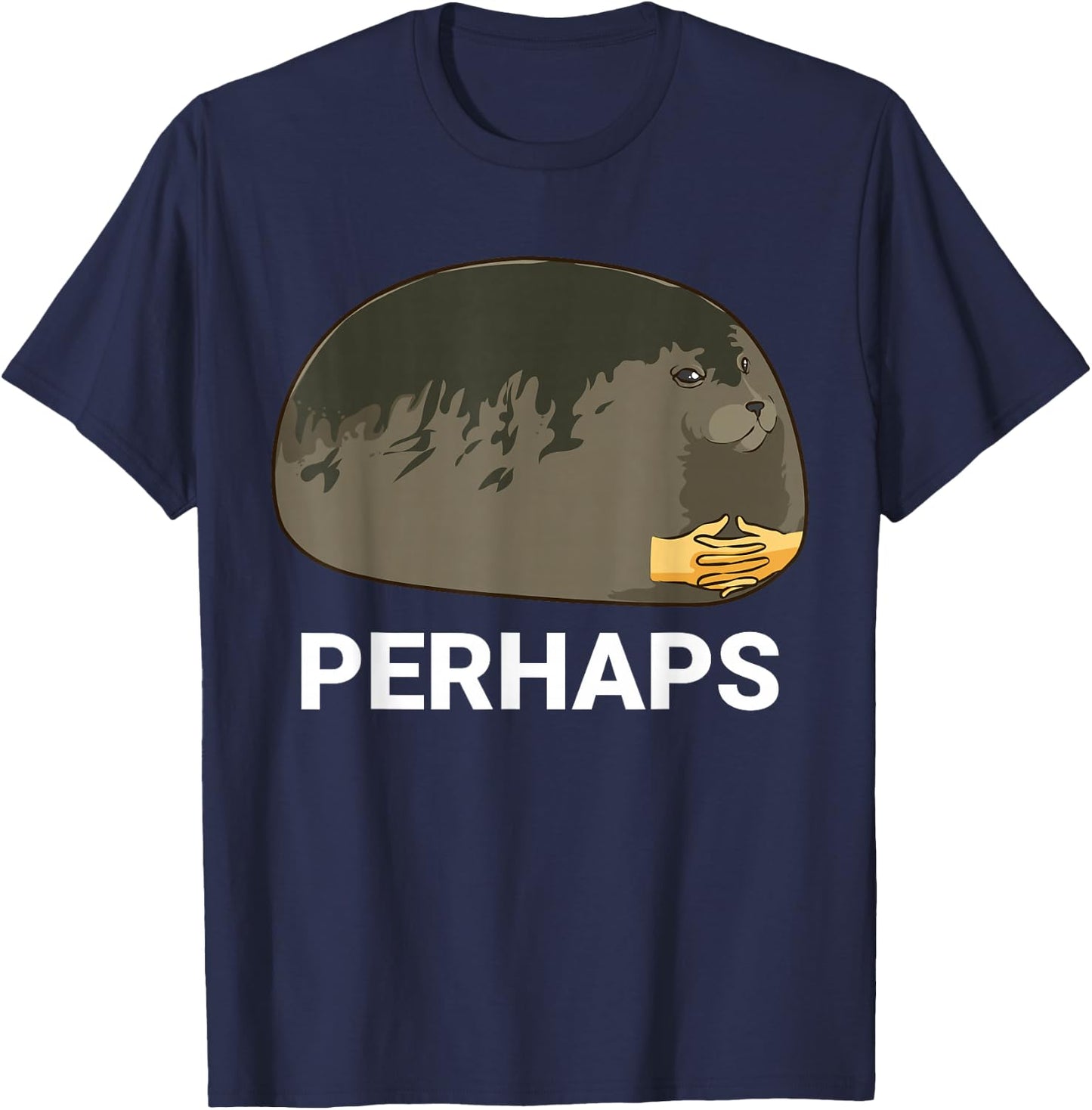 Seal With Hands Crossed Perhaps Cute Seal Dank Meme T-Shirt - T-Shirt | Navy