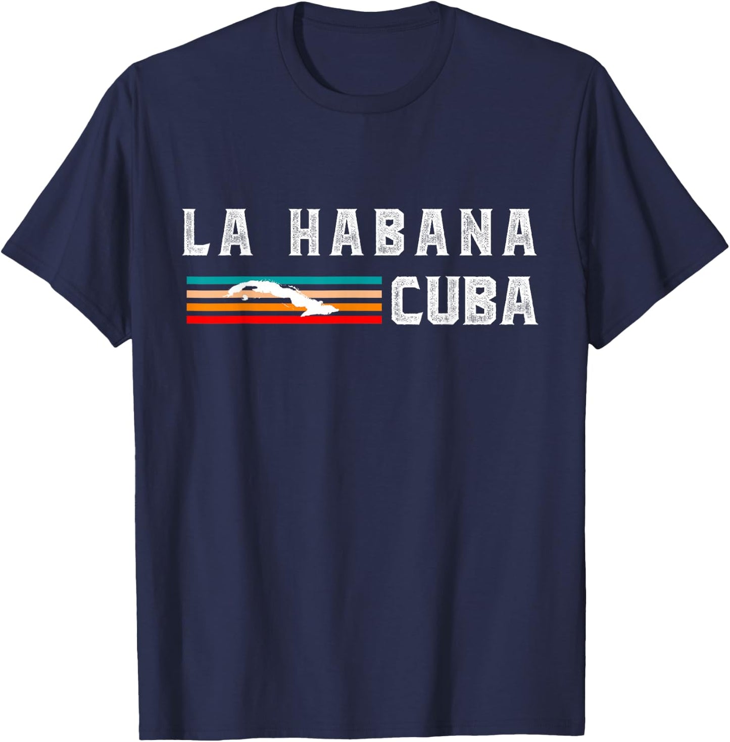La Habana Cuba Map Souvenir Retro Vintage Cubano Cuba T-Shirt - T-Shirt | Navy
