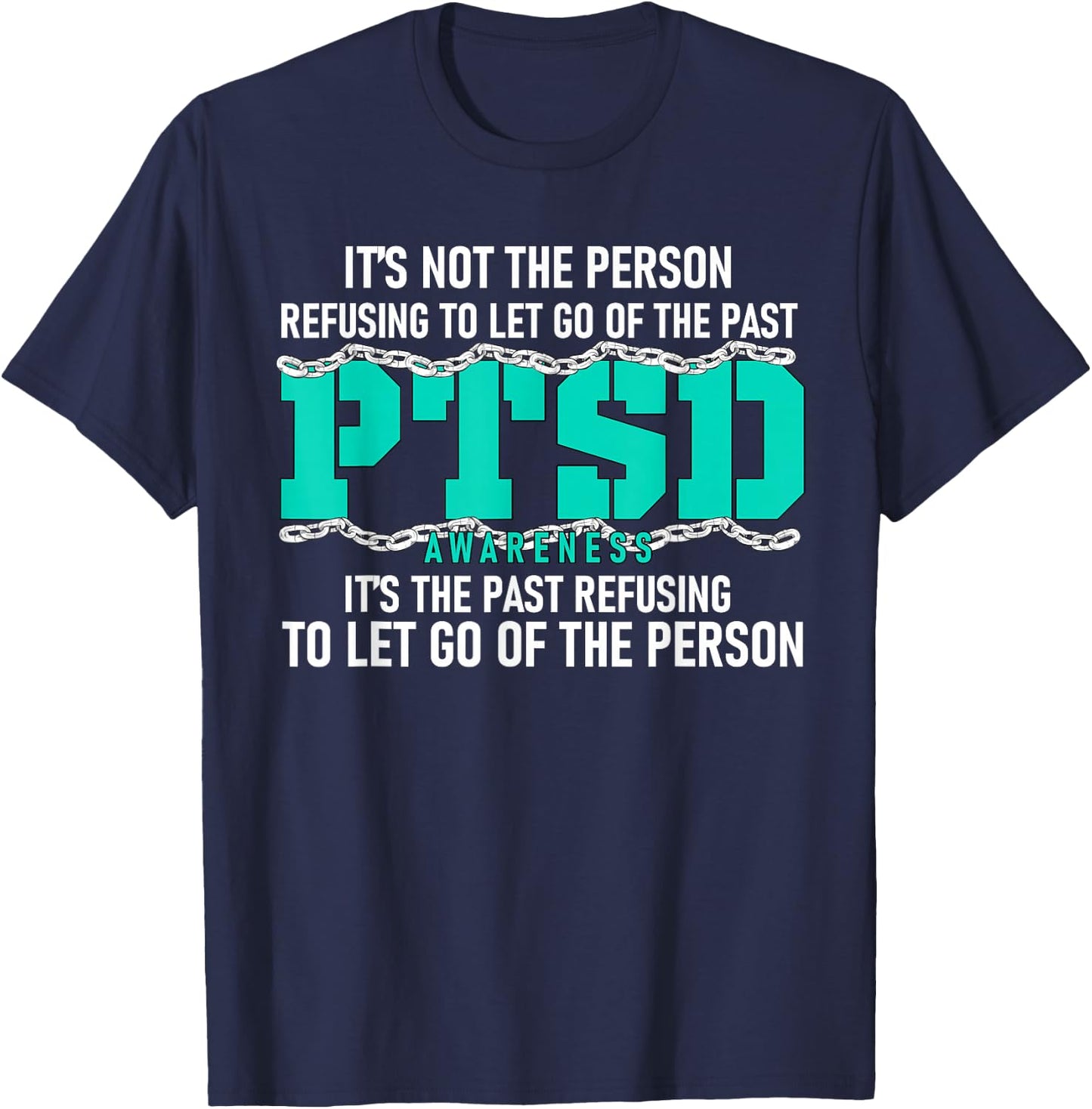 PTSD Awareness PTSD Awareness Teal Ribbon Small T-Shirt - T-Shirt | Navy