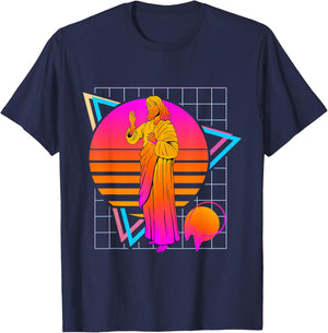 Jesus Retro 80s Style Vintage Religion T-Shirt - T-Shirt | Navy