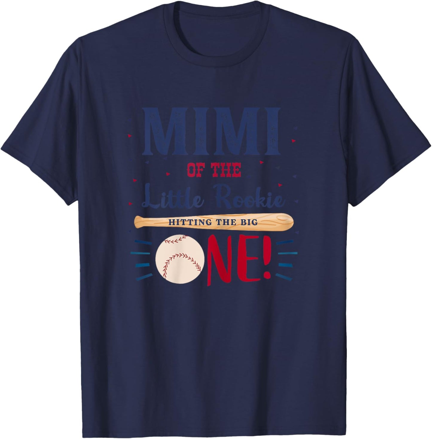 Mimi Mom First Birthday Little Rookie Baseball The Big One T-Shirt - T-Shirt | Navy